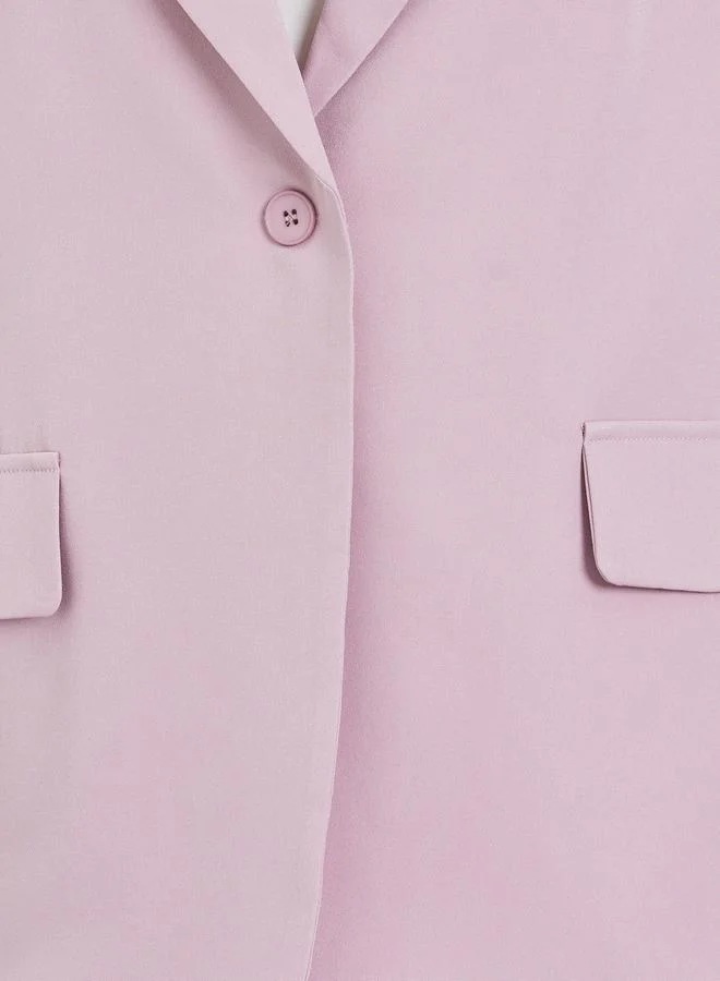 ستايلي بليزر وردي واسع بياقة مدببة